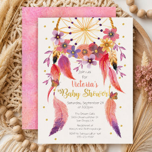 Waterverf Dreamcatcher Goud folie Baby Shower Kaart