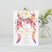 Waterverf Dreamcatcher Goudfolie Baby shower Kaart (Staand voorkant)