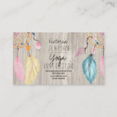 Waterverf dreamcatcher veren licht hout yoga visitekaartje (Voorkant)