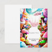 Waterverf Dreamy Candyland Verjaardag Bedankkaart (Voorkant / Achterkant)