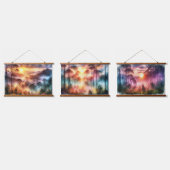 Waterverf Dreamy Misty Forest bij zonsopgang | Hangend Wandkleed (Driedubbel)