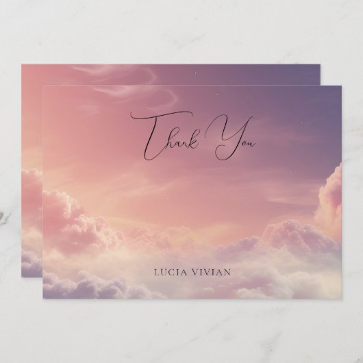 Waterverf Dreamy Sunset Cloud 9 Bedankkaart (Voorkant / Achterkant)