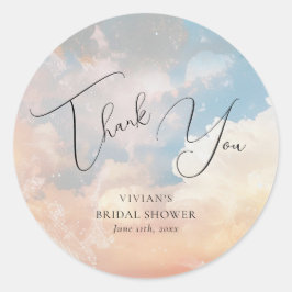 Waterverf Dreamy Sunset Cloud 9 Bedankt Ronde Sticker