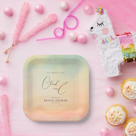 Waterverf Dreamy Sunset Cloud 9 Vrijgezellenfeest Papieren Bordje (Feest)