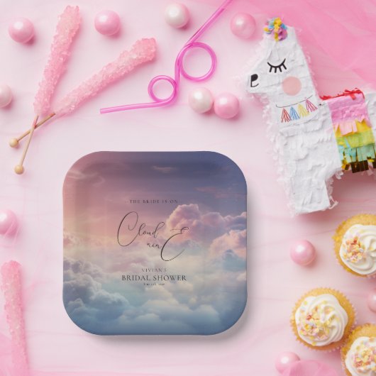 Waterverf Dreamy Sunset Cloud 9 Vrijgezellenfeest Papieren Bordje (Feest)