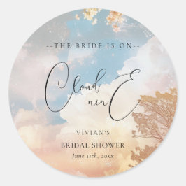 Waterverf Dreamy Sunset Cloud 9 Vrijgezellenfeest Ronde Sticker