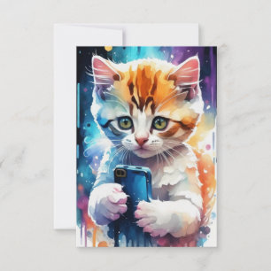 Waterverf Dreamy Super Schattige Kitten Kaart