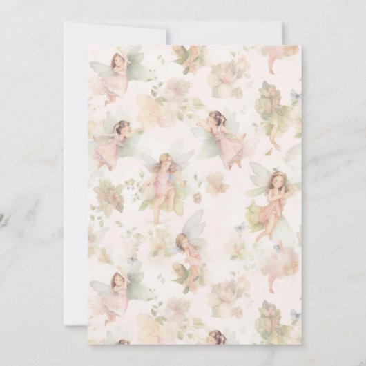 Waterverf Drie Angels Baby Baptisme Uitnodiging (Achterkant)