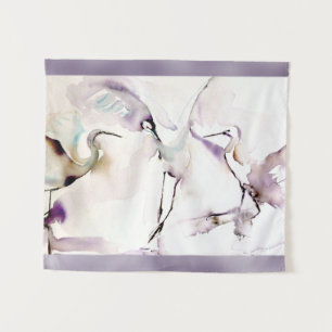 waterverf "Drie dansende kranen" Wandkleed