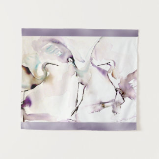 waterverf "Drie dansende kranen" Wandkleed