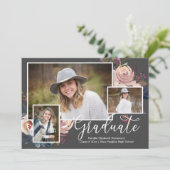Waterverf drie foto Bloemen Graduation Party Kaart (Staand voorkant)