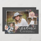 Waterverf drie foto Bloemen Graduation Party Kaart (Voorkant / Achterkant)