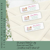 Waterverf drie honden klaar voor kerstmis etiket