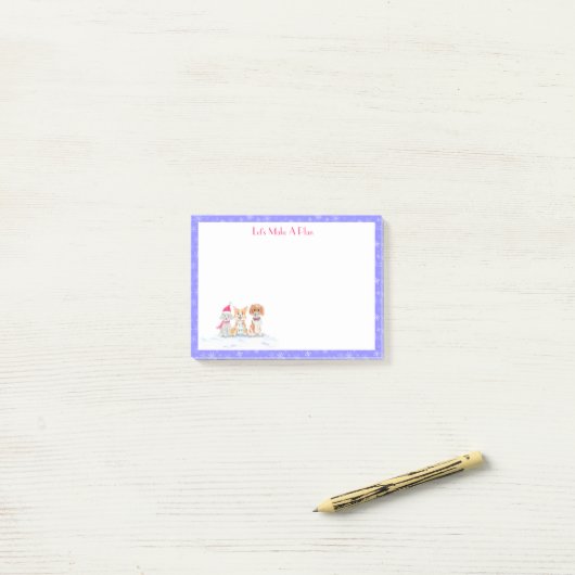 Waterverf drie luiken klaar voor kerstmis post-it® notes (Op bureau)