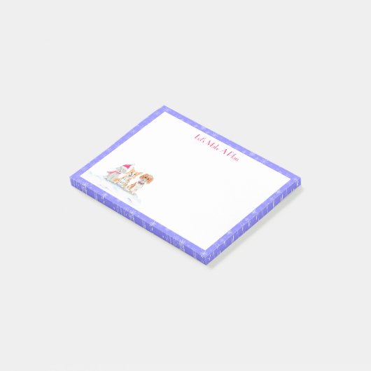 Waterverf drie luiken klaar voor kerstmis post-it® notes (Schuin)