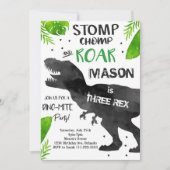 Waterverf Drie-Rex Dinosaurus 3e Verjaardag Uitnod Kaart (Voorkant)