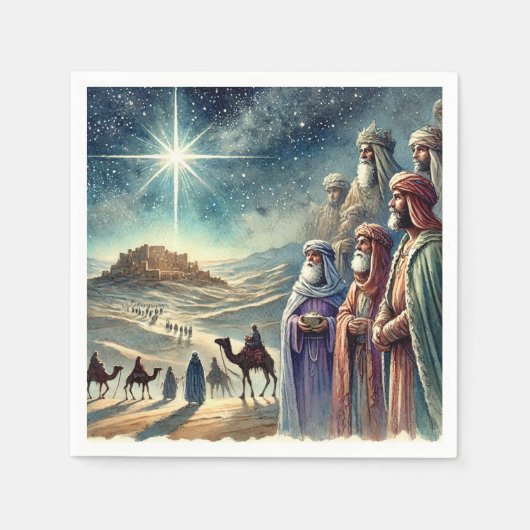 Waterverf Drie Wijze Mannen Geboorte Decoupage Servet (Voorkant)