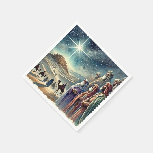 Waterverf Drie Wijze Mannen Geboorte Decoupage Servet (Hoek)