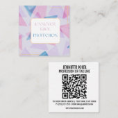 Waterverf driehoek grijs roze crème QR-code Vierkante Visitekaartje (Voorkant / Achterkant)