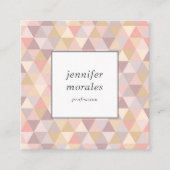 Waterverf driehoek grijs roze crème QR-code Vierkante Visitekaartje (Voorkant)