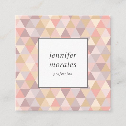 Waterverf driehoek grijs roze crème QR-code Vierkante Visitekaartje (Voorkant)