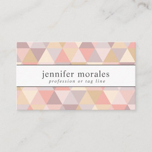 Waterverf Driehoek Roze crème Mauve Grey QR-code Visitekaartje (Voorkant)