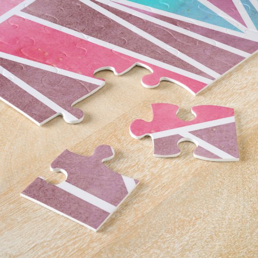 Waterverf driehoeken, helder zomermozaïek. legpuzzel (Zijkant)