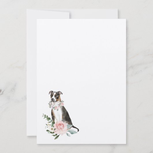 Waterverf Driekleur Pitbull Huisdier Bloem Roze Ro Kaart (Achterkant)