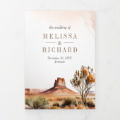 Waterverf - Dringende Bergcactus QR Code Weddensch Drieluik Uitnodiging (Cover)