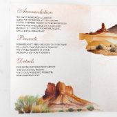 Waterverf - Dringende Bergcactus QR Code Weddensch Drieluik Uitnodiging (Binnenzijde eerst)