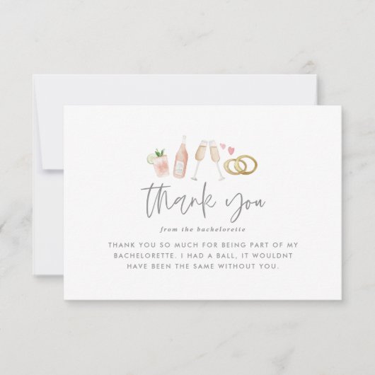 Waterverf drink bachelorette champagne bedankt (Voorkant)