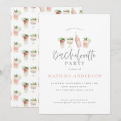 waterverf drink bachelorette party girly roze aankondiging (Voorkant / Achterkant)