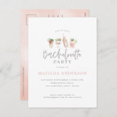 waterverf drink bachelorette party girly roze feestdagenkaart (Voorkant / Achterkant)