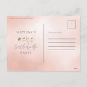 waterverf drink bachelorette party girly roze feestdagenkaart (Achterkant)