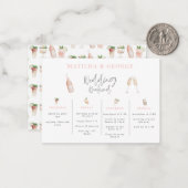 waterverf drink bruiloft weekend route notitiekaartje (Voorkant / Achterkant in situ)