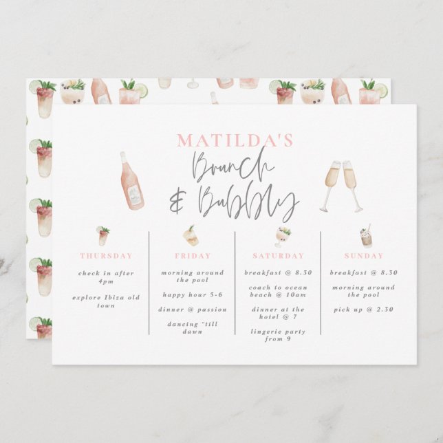 Waterverf drink brunch en bachelorette (Voorkant / Achterkant)
