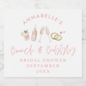 Waterverf drink brunch en bubbly vrijgezellenfeest sparkling wijnetiket (Enkel label)