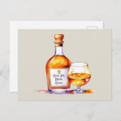 Waterverf Drink Cognac Briefkaart (Voorkant / Achterkant)
