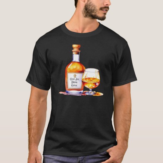 Waterverf Drink Cognac T-shirt (Voorkant)