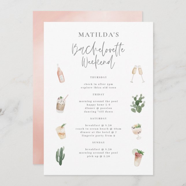 Waterverf drink reisroute naar het weekend van bac (Voorkant / Achterkant)