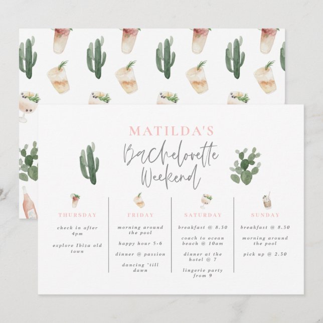 Waterverf drink reisroute naar het weekend van bac (Voorkant / Achterkant)