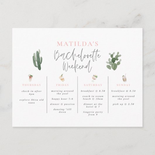 Waterverf drink reisroute naar het weekend van bac briefkaart (Voorkant)