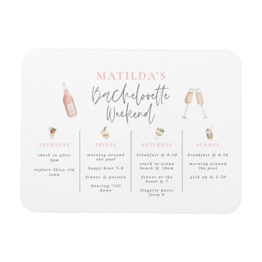 Waterverf drink reisroute naar het weekend van bac magneet (Horizontaal)