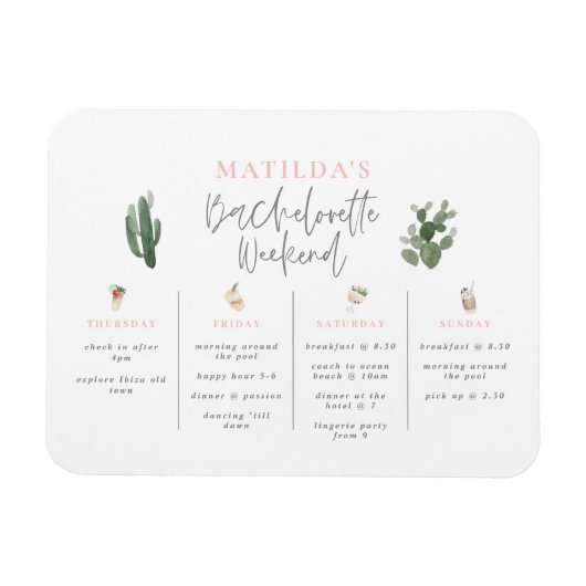 Waterverf drink reisroute naar het weekend van bac magneet (Horizontaal)