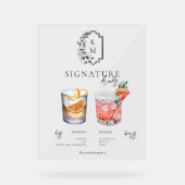 Waterverf | Drink van de Bride & Groom Signature Acryl Bord (Voorkant)