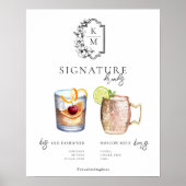 Waterverf | Drink van de Bride & Groom Signature Poster (Voorkant)
