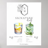 Waterverf | Drink van de Bride & Groom Signature Poster (Voorkant)
