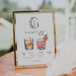 Waterverf | Drink van de Bride & Groom Signature Poster<br><div class="desc">Pas dit teken aan met de namen van de bruid en de bruidegom en hun favoriete keuze voor de drink. Verschillende cocktailillustraties kunnen op verzoek worden gemaakt. Voeg uw douanetekst aan dit ontwerp toe door de "Edit this design sjabloon"vakjes op de rechterkant van het punt te gebruiken of de blauwe...</div>