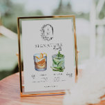 Waterverf | Drink van de Bride & Groom Signature Poster<br><div class="desc">Pas dit teken aan met de namen van de bruid en de bruidegom en hun favoriete keuze voor de drink. Verschillende cocktailillustraties kunnen op verzoek worden gemaakt. Voeg uw douanetekst aan dit ontwerp toe door de "Edit this design sjabloon"vakjes op de rechterkant van het punt te gebruiken of de blauwe...</div>