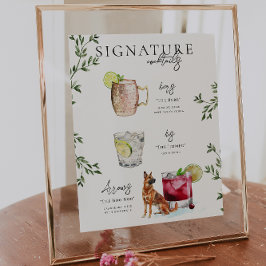 Waterverf | Drink van de Bride & Groom Signature Poster